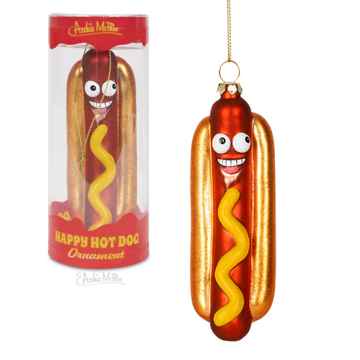 Archie McPhee Happy Hot Dog Ornament