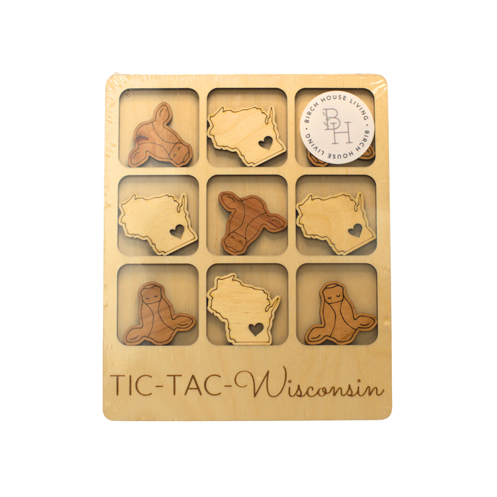 Birch House Living Handcrafted Tic-Tac-Toe Game Cows