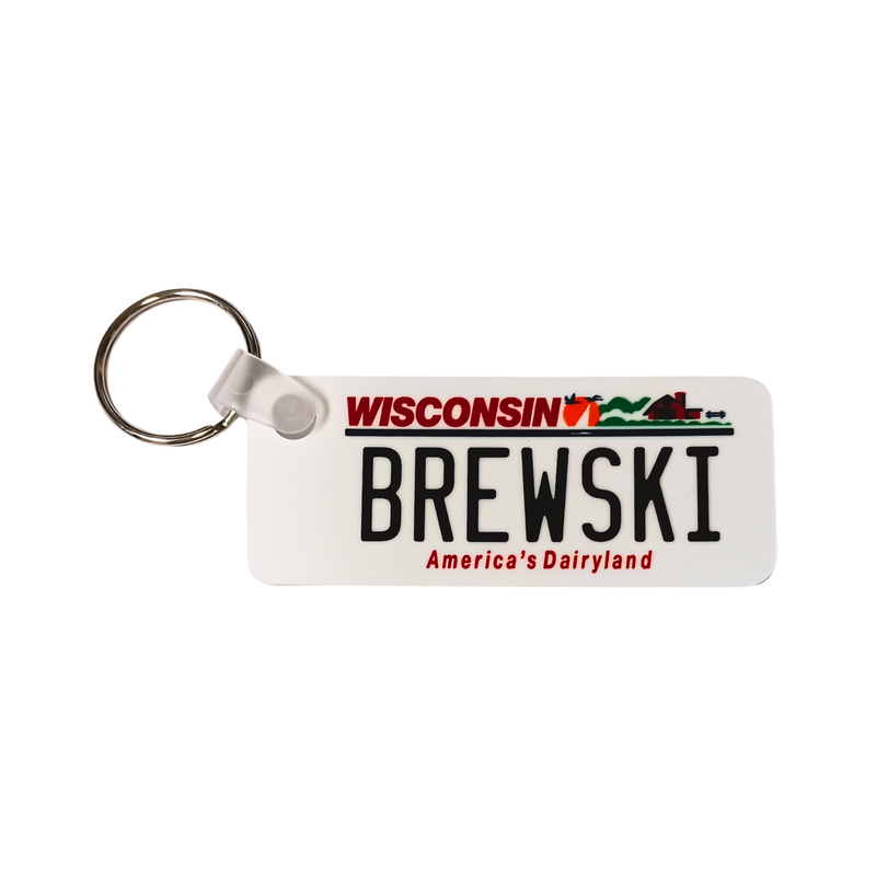 Brewski Wisconsin License Plate Key Chain