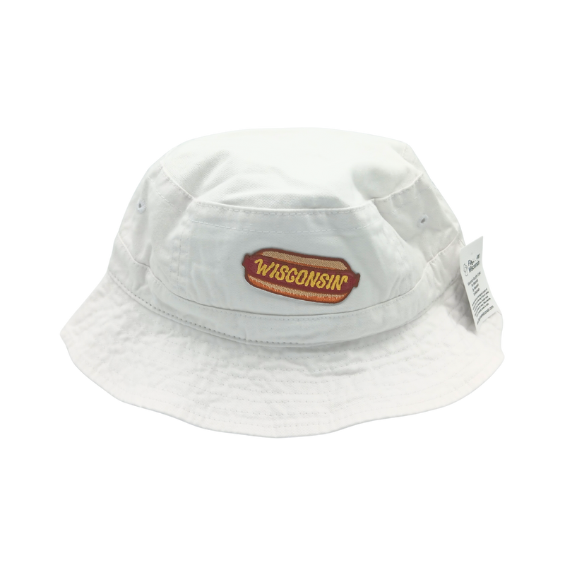 Wisconsin Hot Dog Bucket Hat (White)