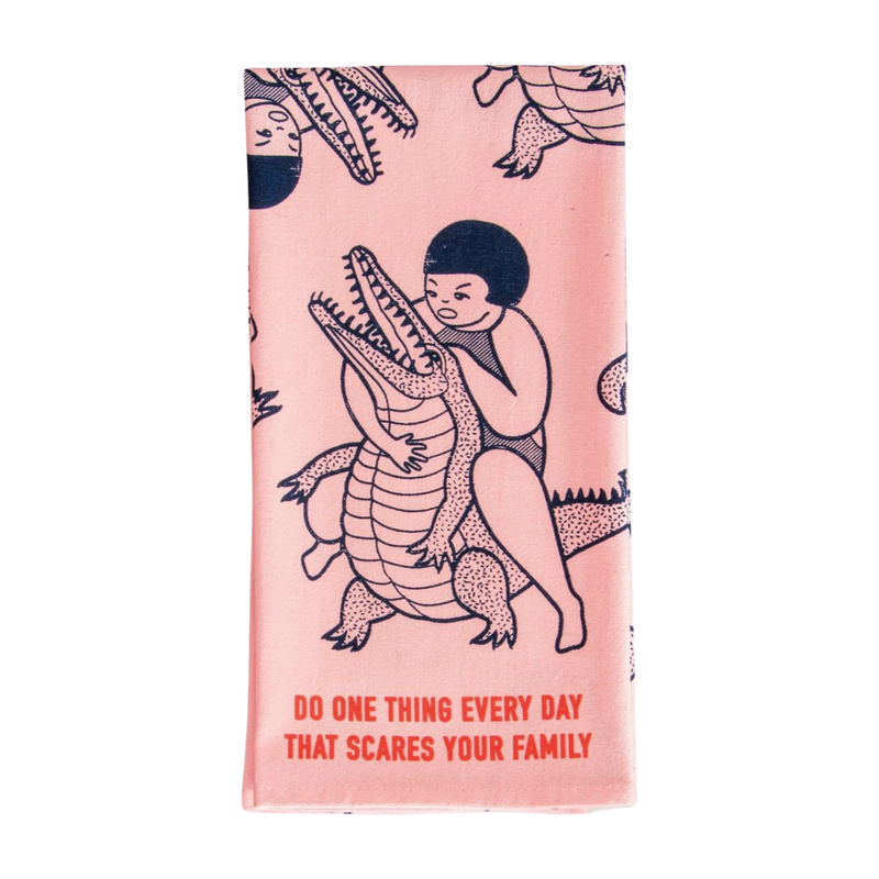 Blue Q Screen Printed Dish Towel - Scares Your Family