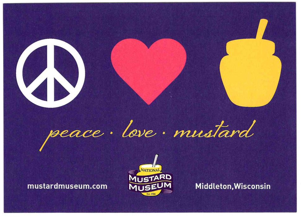 Mustard Museum Postcard Peace Love Mustard