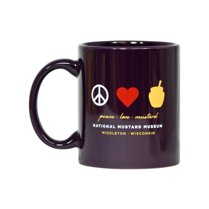 Mustard Museum Purple "Peace Love Mustard" Mug